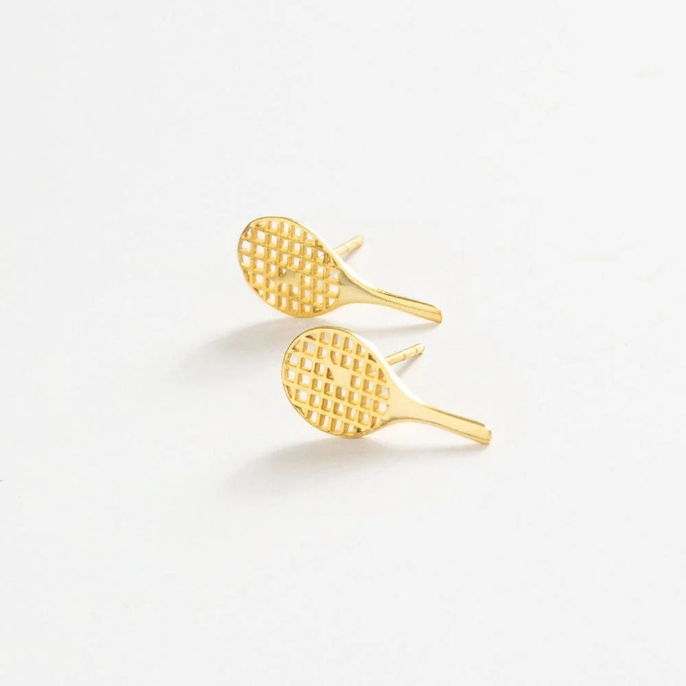 Alice Tennis Racket Post Earrings 18k Gold | INK+ALLOY
