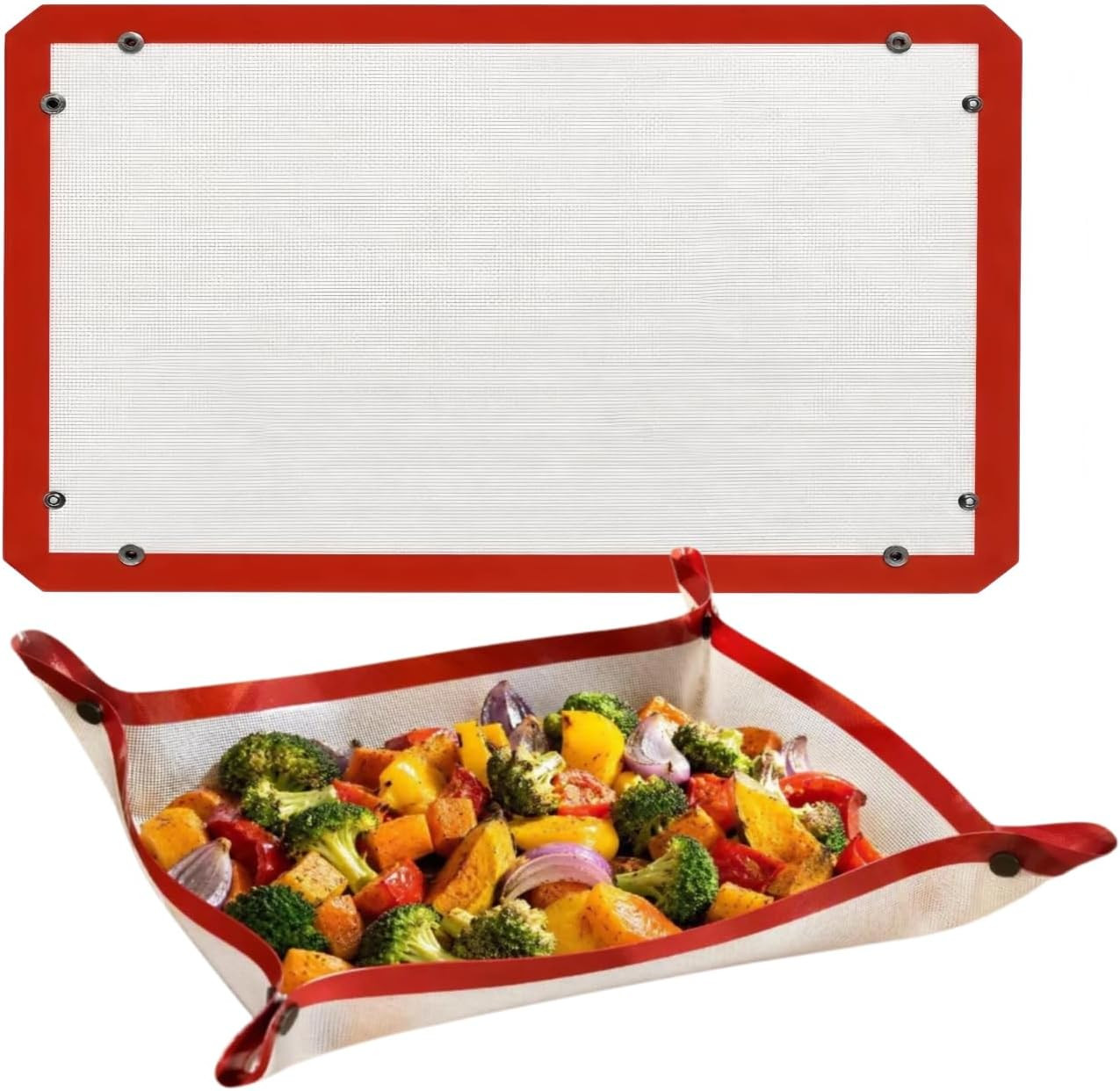 Extra Large 23.6"x15.8" Full Size Silicone Baking Mat with Snap Lock Edges, Reusable Non-Stick Oven Liner & Parchment Paper Alternative, Cookie Sheet/Bun Pan Liner for Commercial & Home Baking | Amazon (US)