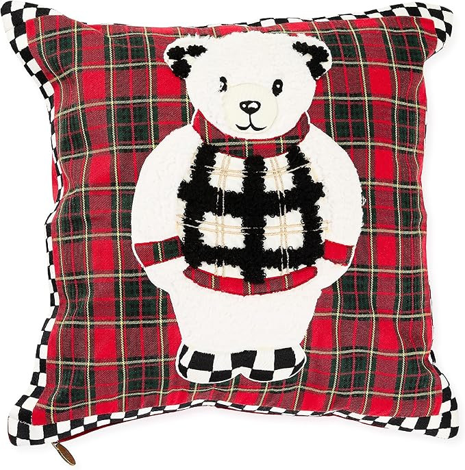 MACKENZIE-CHILDS Throw Pillow, Decorative Polyester Pillow for Christmas Decor, 18x18, Cozy Bear | Amazon (US)