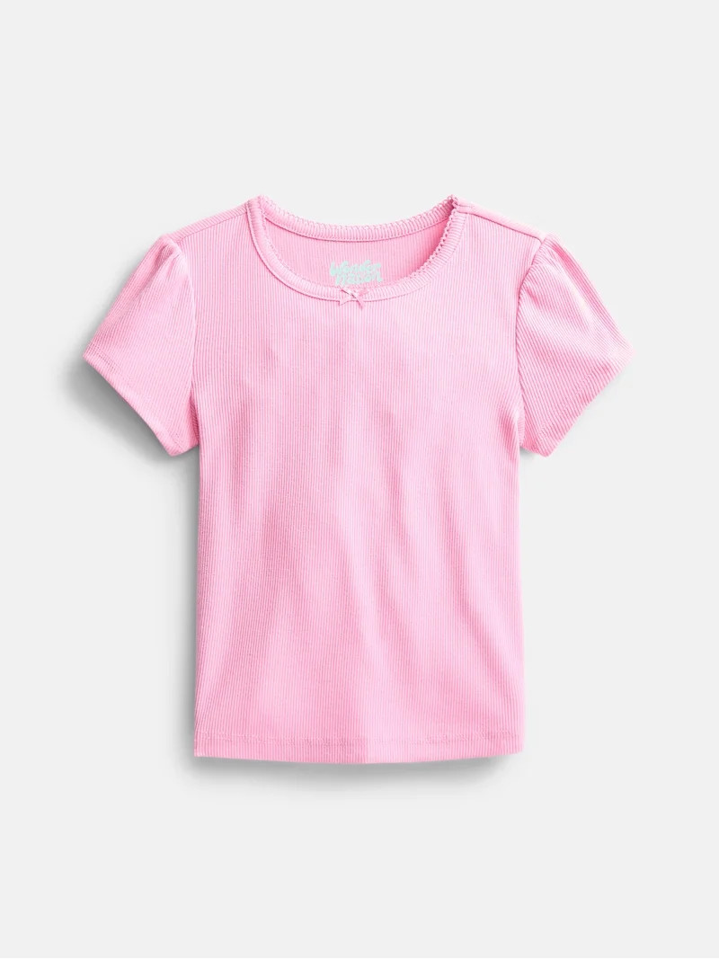 Wonder Nation Girls Baby Tee with Short Sleeves, Sizes 4-10 | Walmart (US)