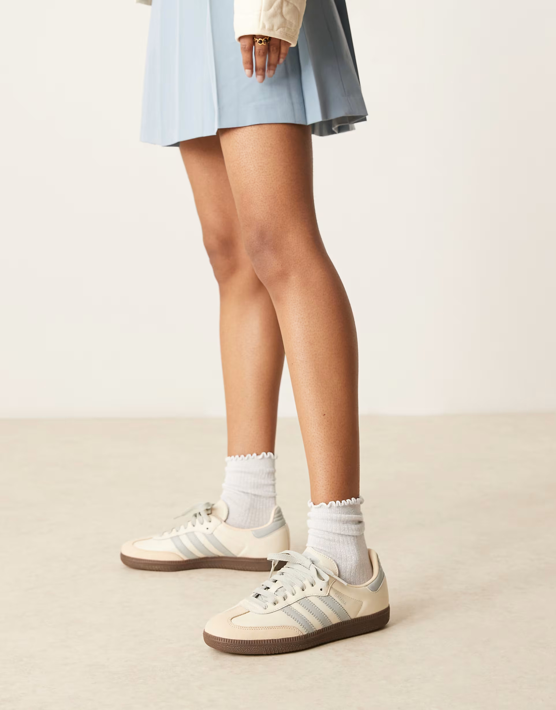adidas Originals samba sneakers in white and light blue | ASOS | ASOS (Global)