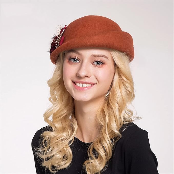 BZAHW Autumn and winter wool, small hat, female, english, stewardess beret (Color : Rust Red, Siz... | Amazon (UK)