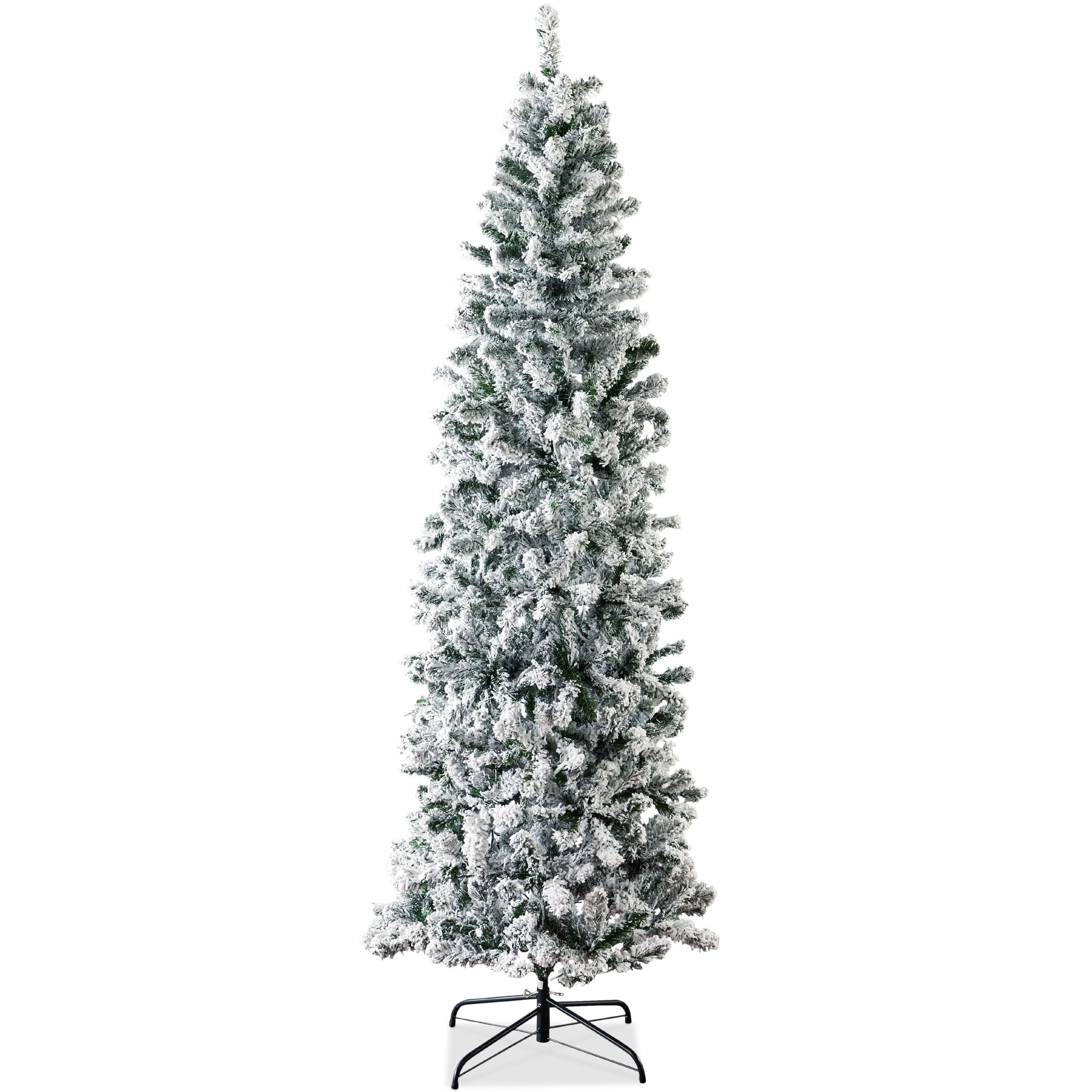 Best Choice Products 7.5ft Snow Flocked Artificial Pencil Christmas Tree Holiday Decoration w/ Me... | Walmart (US)