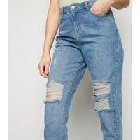 Urban Bliss Blue Ripped Mom Jeans New Look | New Look (UK)