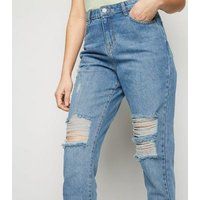 Urban Bliss Blue Ripped Mom Jeans New Look | New Look (UK)