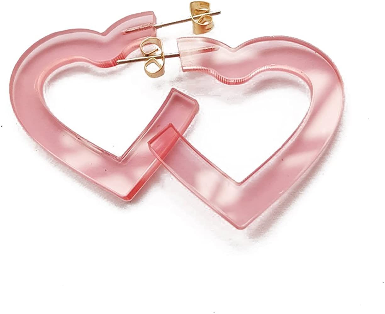 VEINTI+1 Transparent Acrylic Heart Shape Candy Color Women's Charm Earring | Amazon (US)