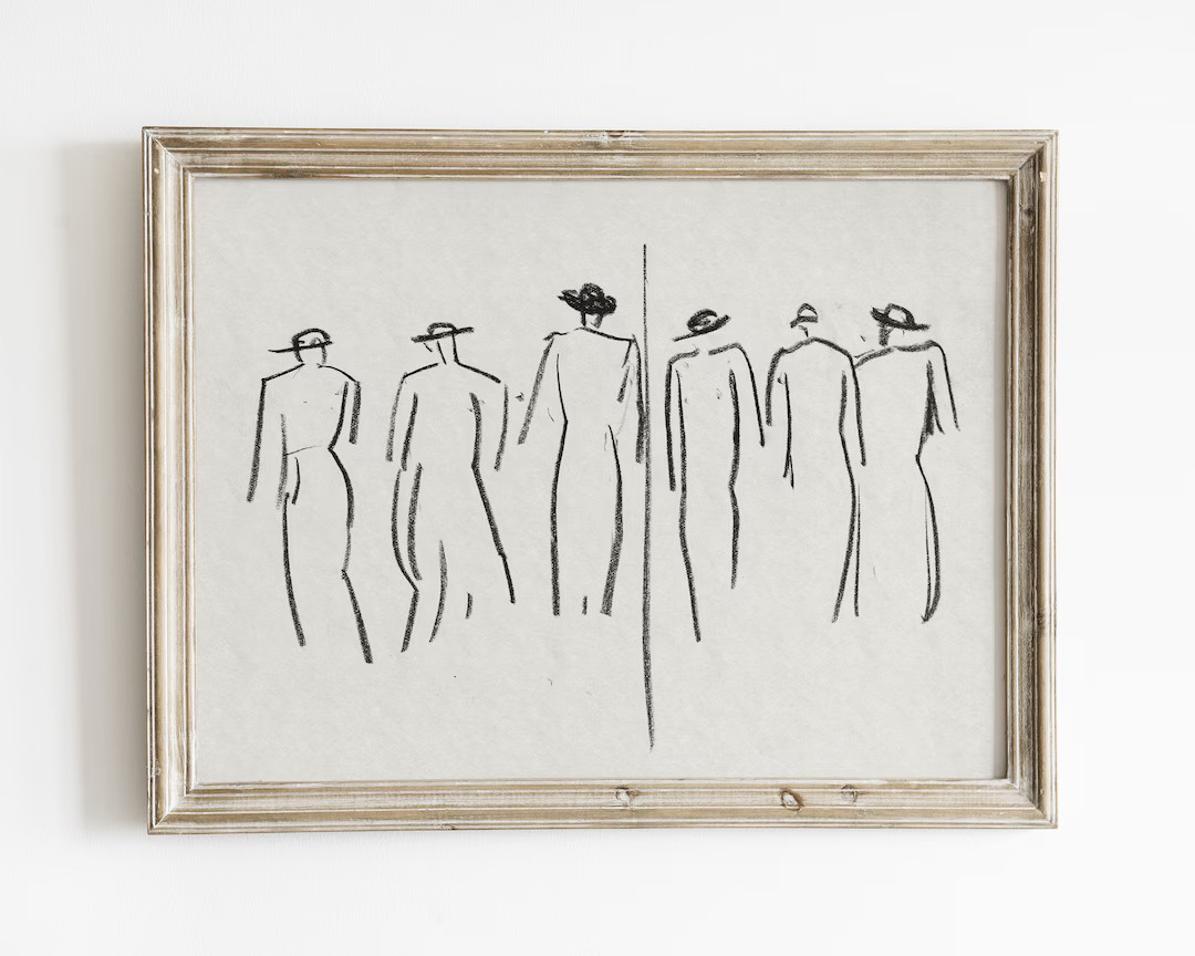 Figure Art, Vintage Sketch Art, Vintage Art, Vintage Drawing, Sketch Print, Abstract Line Art, Ab... | Etsy (US)