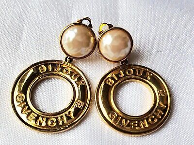 ICONIC Vintage Givenchy Clip On Earrings: Dangle Pearl Gold Tone 1980s/90s  | eBay | eBay US