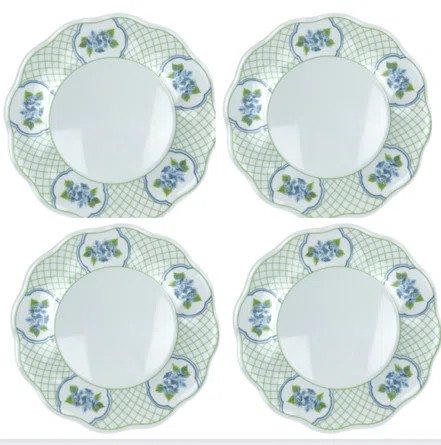 BEAUTIFUL SET OF HYDRANGEA GARDEN DINNER PLATES (GREEN) | Wayfair North America