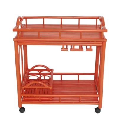 Alesandra Bamboo Rolling Wine Buffet Serving Bar Cart Bayou Breeze Frame Color: Orange | Wayfair North America