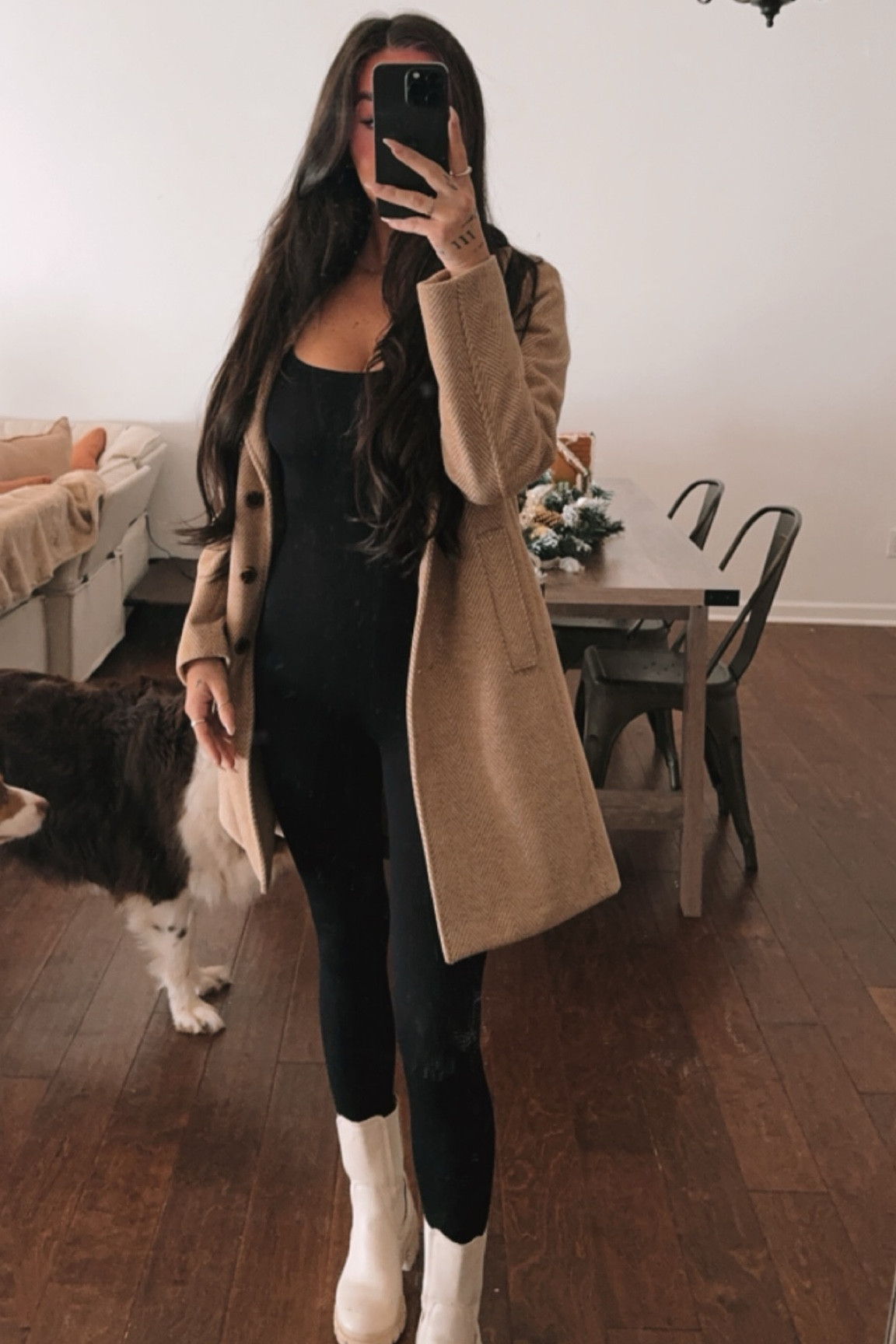 My favorite winter outfit yet! 
Trench coat of my dreams for only $34.00 I linked below a similar one but I can’t link the j crew outlet which is where I got the coat & paired it will a jumpsuit from Amazon! 
#amazonfinds #cutewinteroutfit 

#LTKstyletip #LTKfindsunder50 #LTKSeasonal