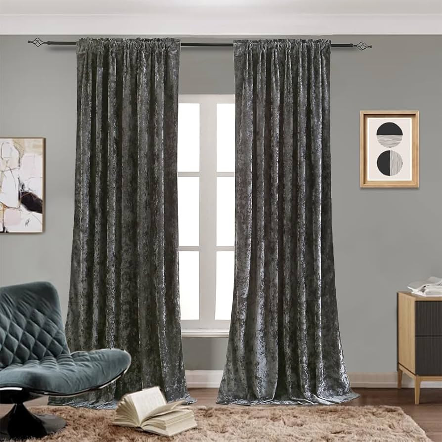 Liians Velvet Blackout Curtains Soft Luxury 2 Panels Curtains for Bedroom Nursery Patio Doors Rod... | Amazon (US)