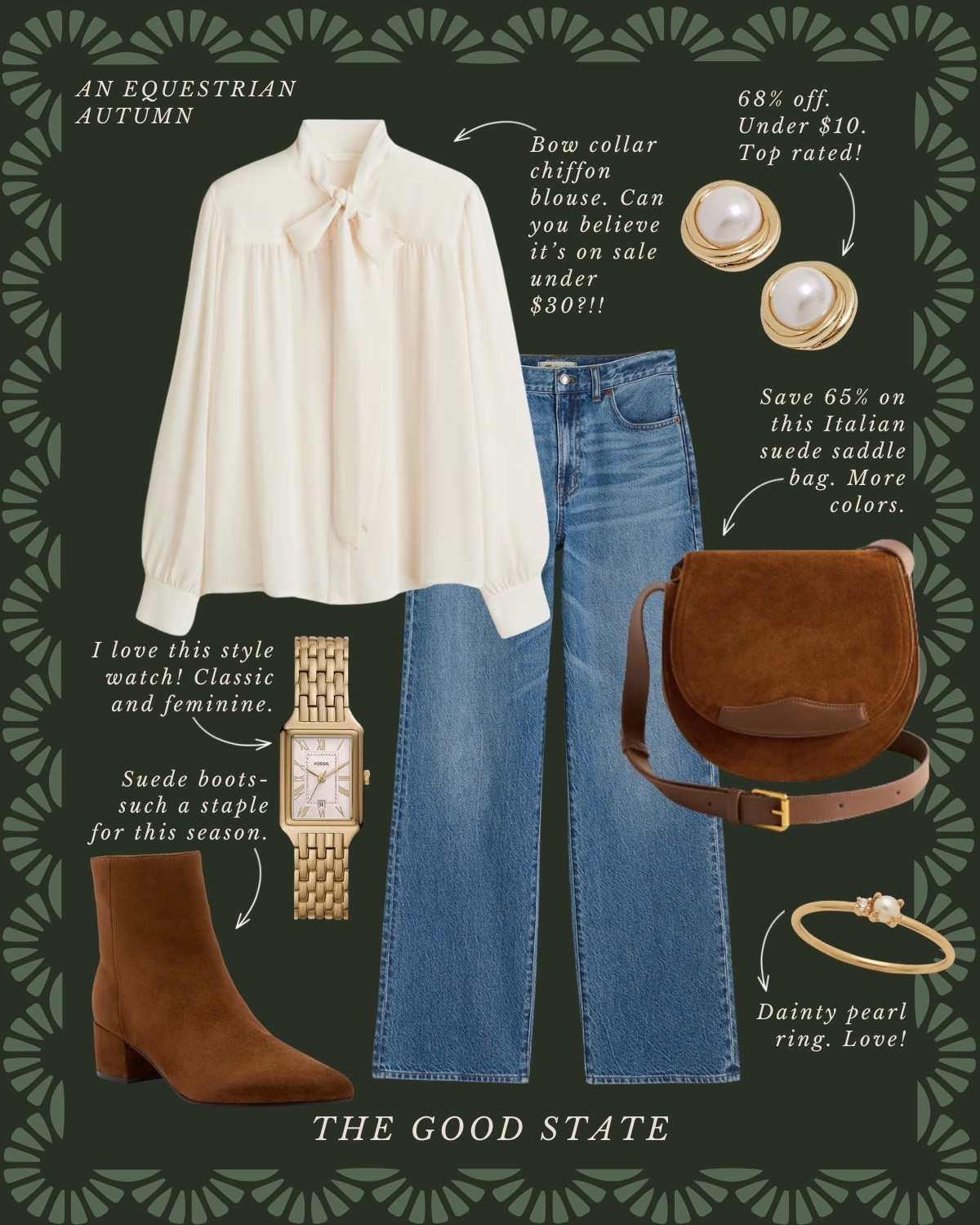 An Equestrian Autumn🍂 🐎 
This collection is for all the Ivy League girlies living their best life as the weather begins to cool down and the leaves begin to change. For the ladies whose wardrobes consist of traditional staples like a crisp white button up and a timeless blazer. This is for the Ralph Lauren lovers who appreciate a blend of casual and refined pieces. A blend of English Equestrian and Americana…with a touch of Gilmore Girls💁🏼‍♀️ The ones who love all things suede, plaid and of course good denim moment and a pair of riding boots. This is for the girlies who thrive when layering clothes and who accessorize with a silk scarf, wrist watch and leather bag. This collection is for the ladies who love quality pieces that are classic, preppy, polished and will stand the test of time and outlive the ever changing trends. This is for you, my fellow Fall girlies🍂

#ltkstyletip #ltkunder50 #amazonfashion #founditonamazon #ltksalealert #slowliving #romantizeyourlife #fall #fallstyle #fallseason #autumn #90sera #90style #90saesthetic #ralphlauren #equestrian #horserider #americana #fallfashion #falloutfit #preppyfashion #ivyleague
Wedding guest, jeans, back to school, college outfit ideas, riding boots, wedding guest dress, western style, JCrew, JCrew factory, Anthropologie, Anthro, quince, nordstrom, tuckernuck, Walmart fashion, H&M, mini dress, fall photoshoot, designer look for less, saddle bag, boots, jacket, coat, family photos outfits, madewell, Toups and co, clean beauty, Kate spade, Amazon fashion, loafers, Breda, Susan Shaw, loeffler Randall, the good state, Lauren England, Martha Stewart, 90s 

#LTKStyleTip #LTKSaleAlert #LTKFindsUnder50