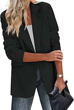 Zeagoo Womens Casual Blazers Pockets Long Sleeve Open Front Work Office Jackets Lapel Button Long... | Amazon (US)