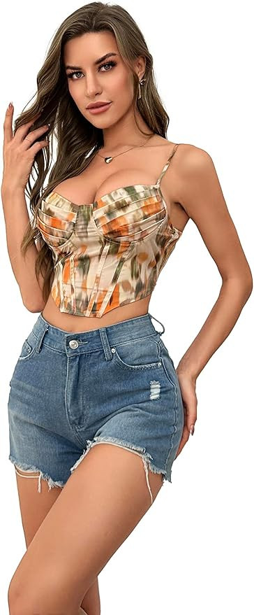 Women's Tie Dye Crop Cami Top Casual Asymmetrical Hem Spaghetti Strap Sleeveless Backless Camisol... | Amazon (US)