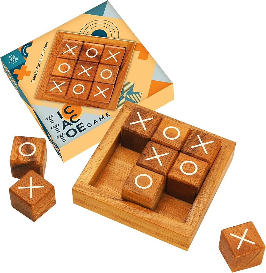 BSIRI Wooden Tic Tac Toe Coffee Table Decor Game Living Room Home Office Decorative Small Desk Ba... | Amazon (US)