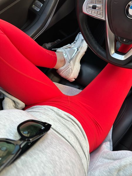 Cool mom is what I’m shooting for! Love the pop the red leggings give to this basic outfit. 

#LTKSeasonal #LTKstyletip #LTKfindsunder100