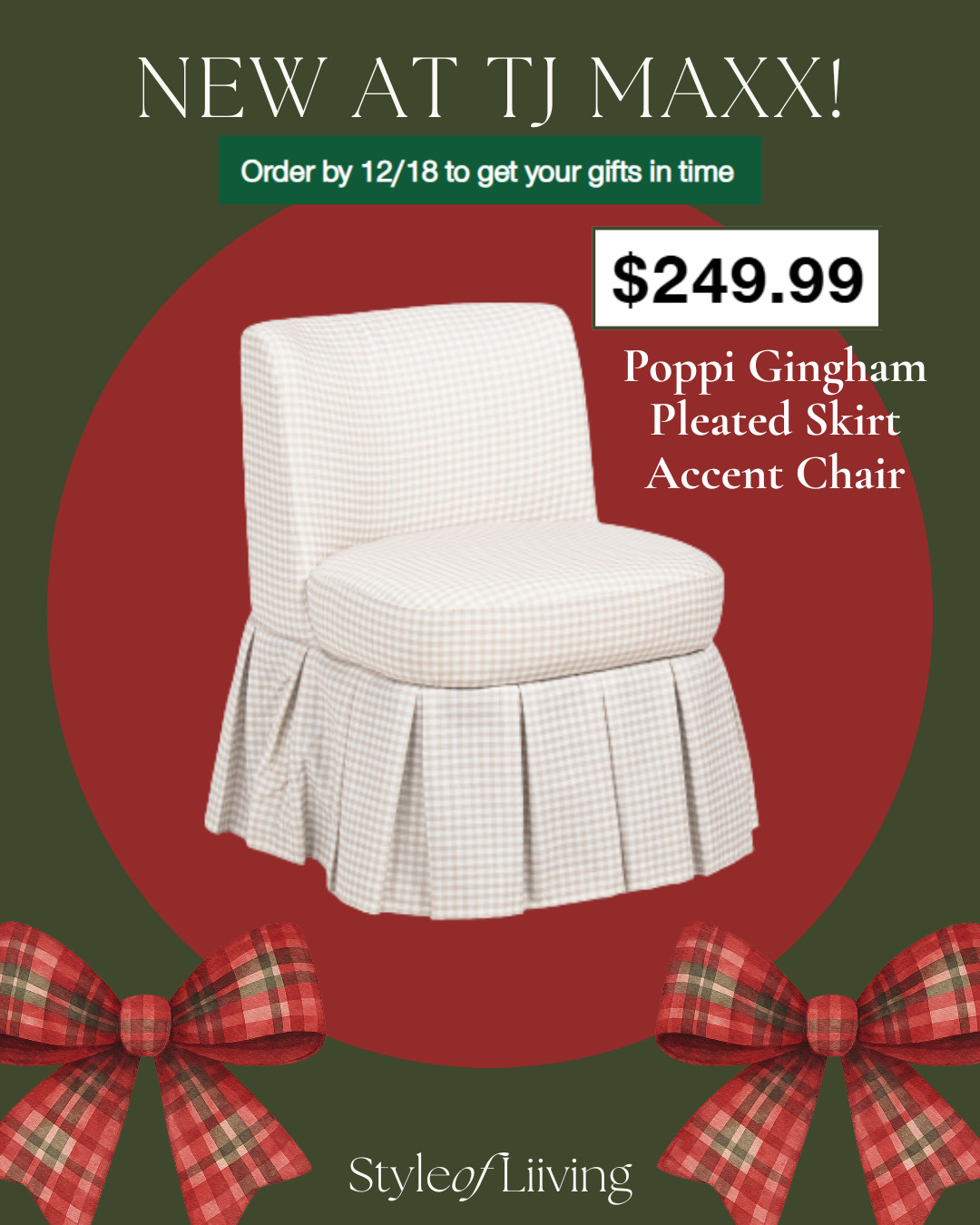 TJ Maxx gingham pleated skirt dining room chair.
#furniture #tjmaxx #diningchair 

 #LTKSeasonal #LTKHome #LTKSaleAlert