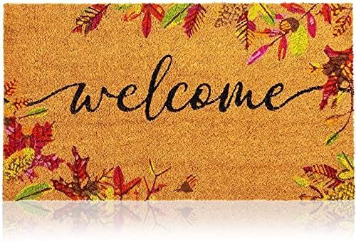 Natural Coir Welcome Door Mat, Autumn Leaves Fall Decor (30 x 17 in) | Amazon (US)