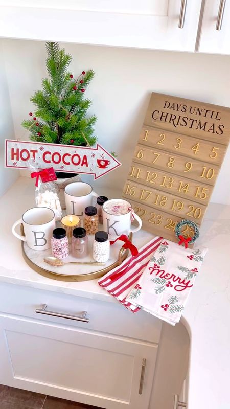 Create a darling & delicious holiday Hot Cocoa Bar as you countdown until Christmas! 🎄 Use your favorite tray to house all of the accessories. These $5 monogram mugs make a great personalized stocking stuffer filled with candy, nuts or hot cocoa! 🧑‍🎄 

#hotcocoabar #hotchocolatebar #DIY #ChristmasDIY #holidaydecorating #giftideas #hotcocoa #Christmasdecorating #holidaydecor #stockingstufferideas

#LTKhome #LTKfamily #LTKHoliday