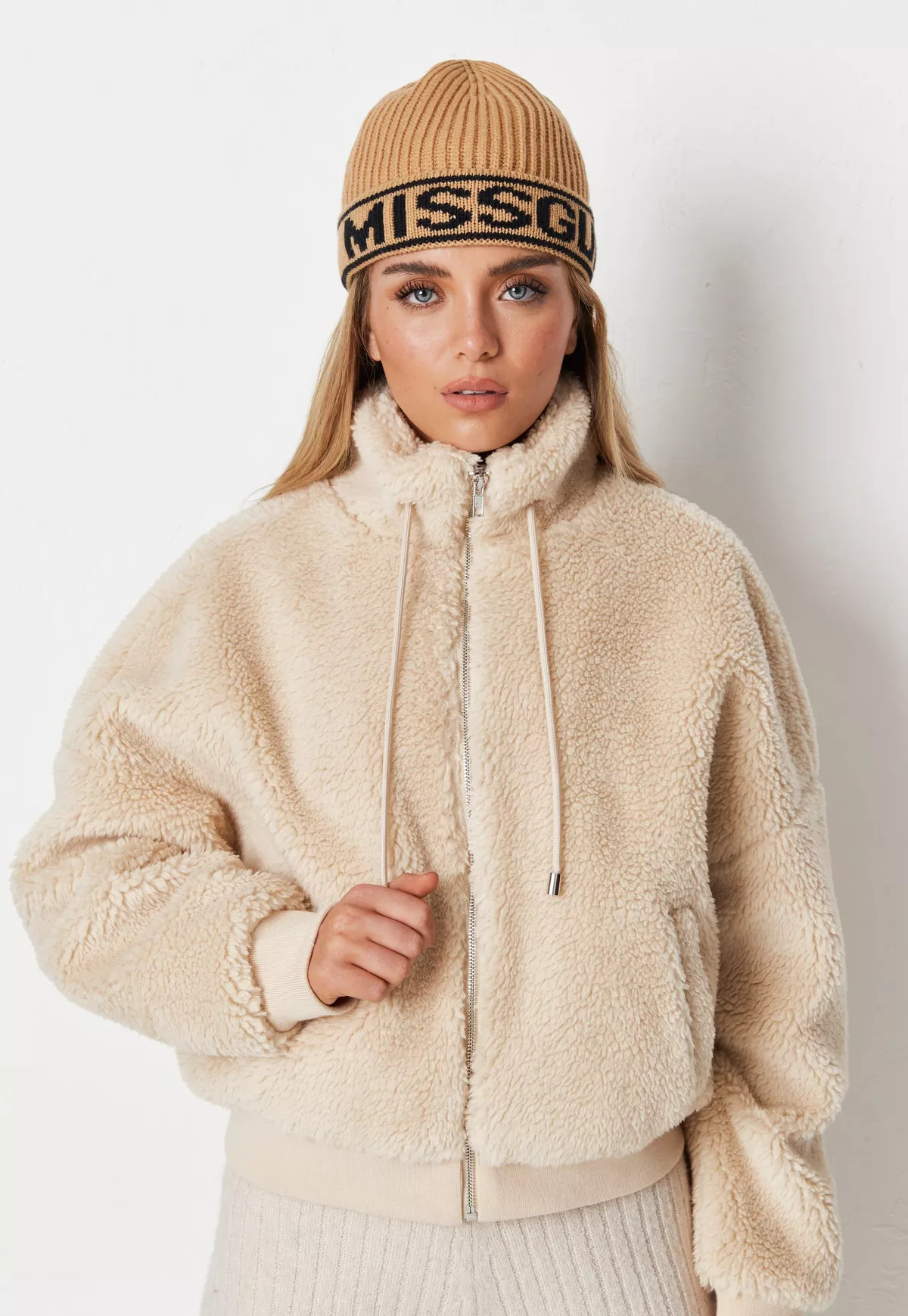 Missguided - Recycled Stone Borg Teddy Bomber | Missguided (US & CA)