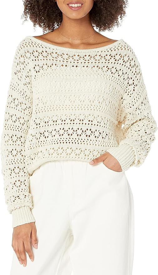 The Drop Women's Daba Crochet Long Sleeve Slouchy Pullover | Amazon (US)