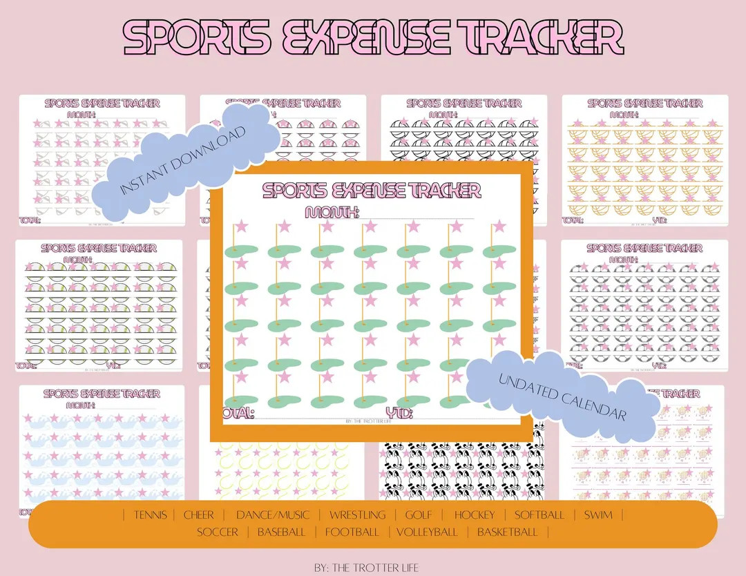 Sports Expense Tracker, Undated Printable Calendar, Sports Calendar, Undated Calendar, Tracking B... | Etsy (US)