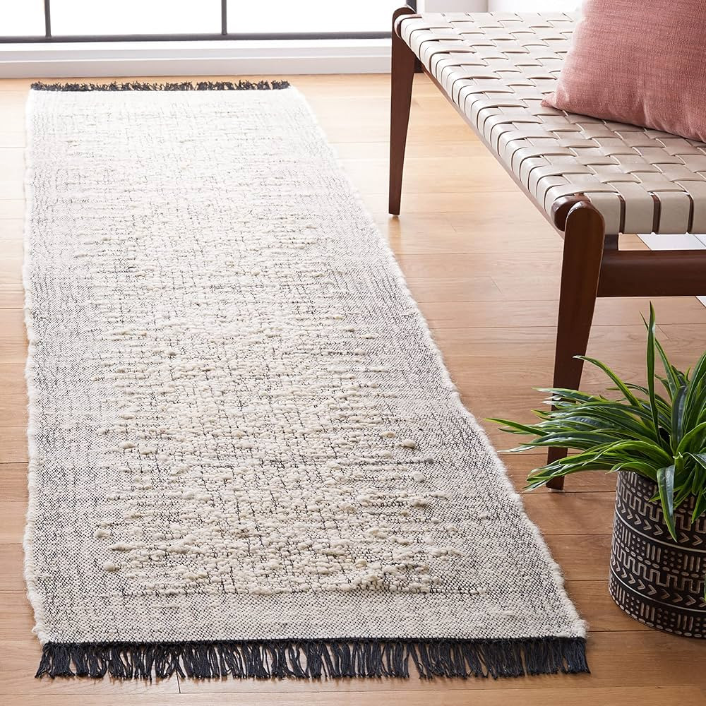 SAFAVIEH Natura Collection Runner Rug - 2'3" x 9', Ivory & Black, Handmade Flat Weave Textured Fr... | Amazon (US)