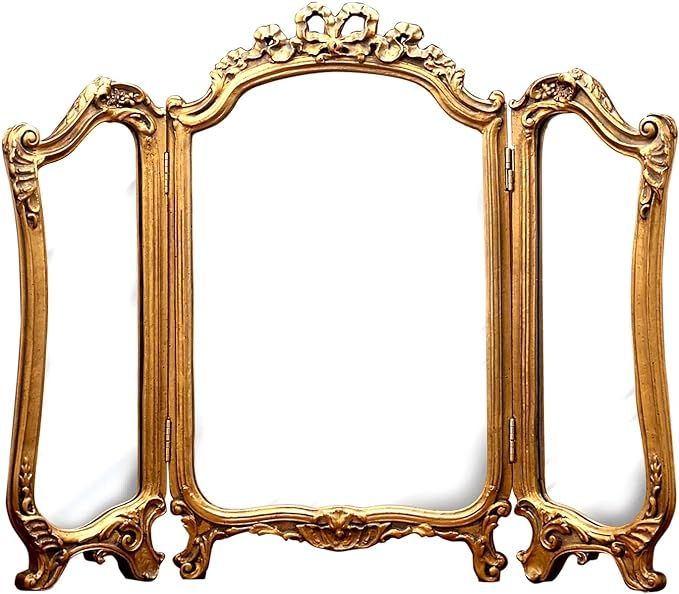 Hickory Manor House 7327GL Tri Fold Vanity Mirror/Gold Leaf | Amazon (US)