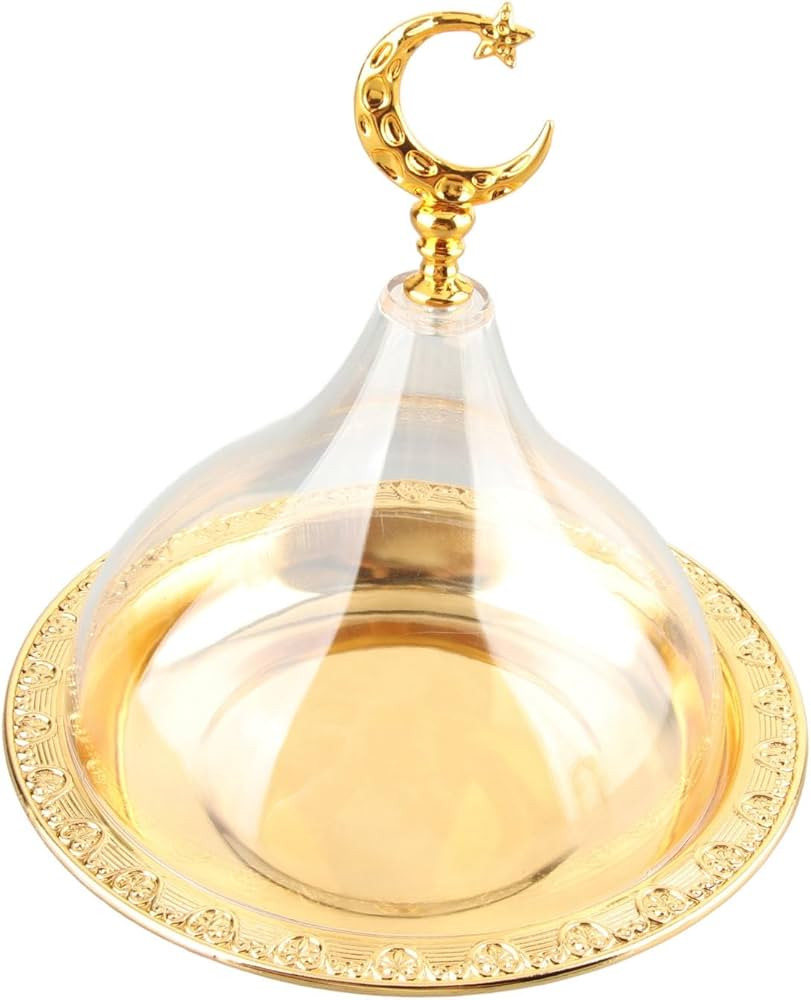 Golden Stainless Steel Acrylic Serving Plate with Dome, Vintage for Salad, Dessert, Coffee, Parti... | Amazon (US)