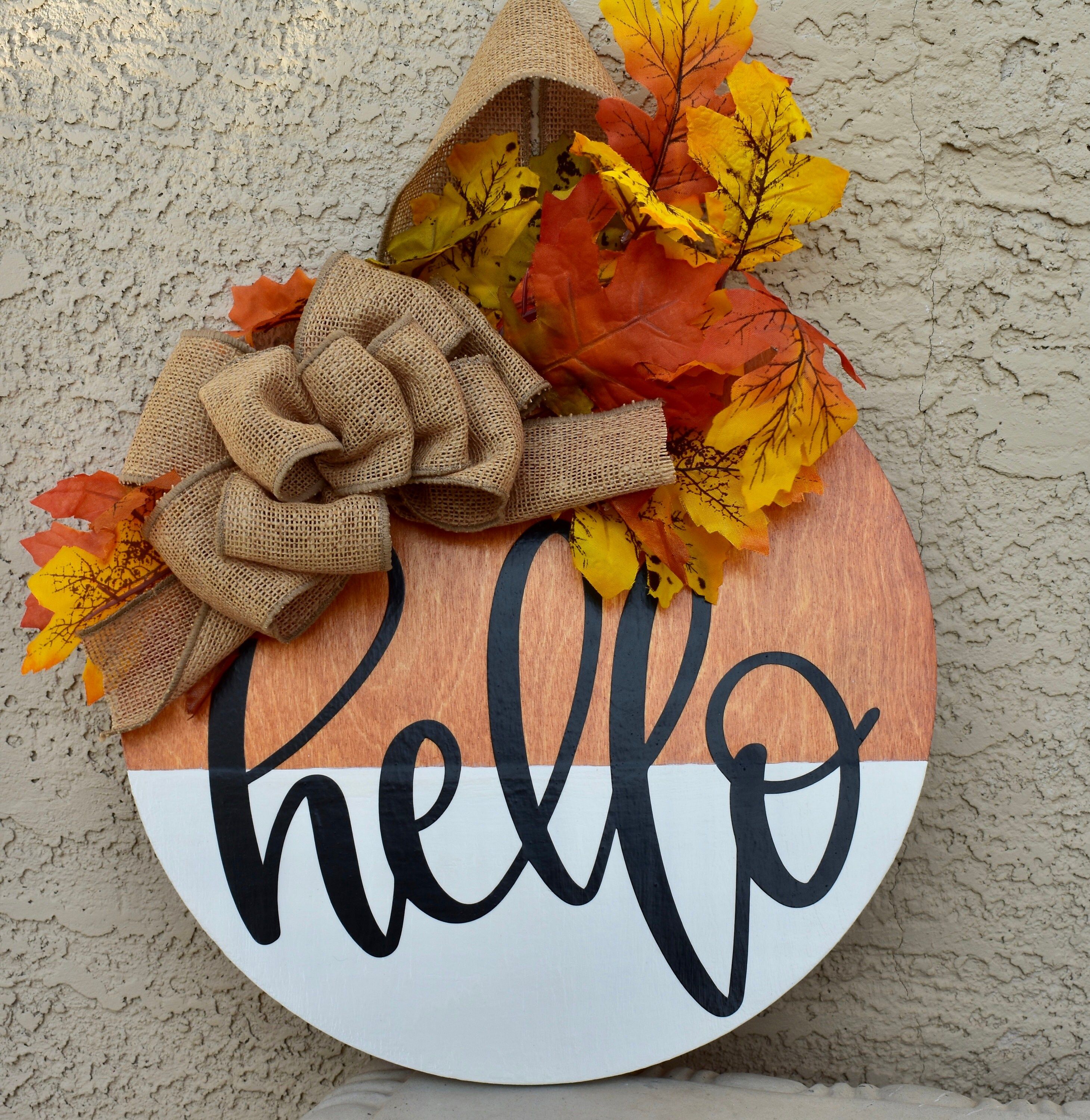 Fall Front Door Decor, Hello Fall, Wall Hanger, Fall Decor, Door Wreath, Housewarming Gift, Home ... | Etsy (US)
