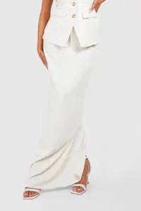 Natural Beige Linen Look Column Fitted Maxi Skirt | Boohoo | Boohoo.com (UK & IE)