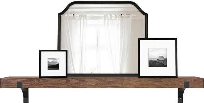 Master & Co. Modern Floating Fireplace Mantel with Black Metal Brackets, Long Floating Shelves fo... | Amazon (US)