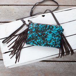 Turquoise Acid Wash Cowhide Crossbody | Rod's Western Palace/ Country Grace