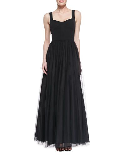 Sleeveless Sweetheart Tulle Ball Gown, Black | Neiman Marcus