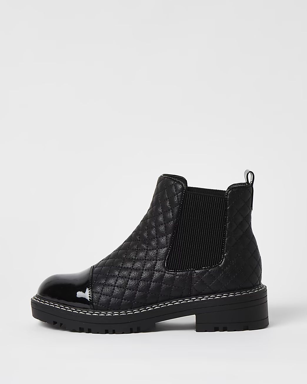 Black wide fit quilted chelsea boots | River Island (UK & IE)