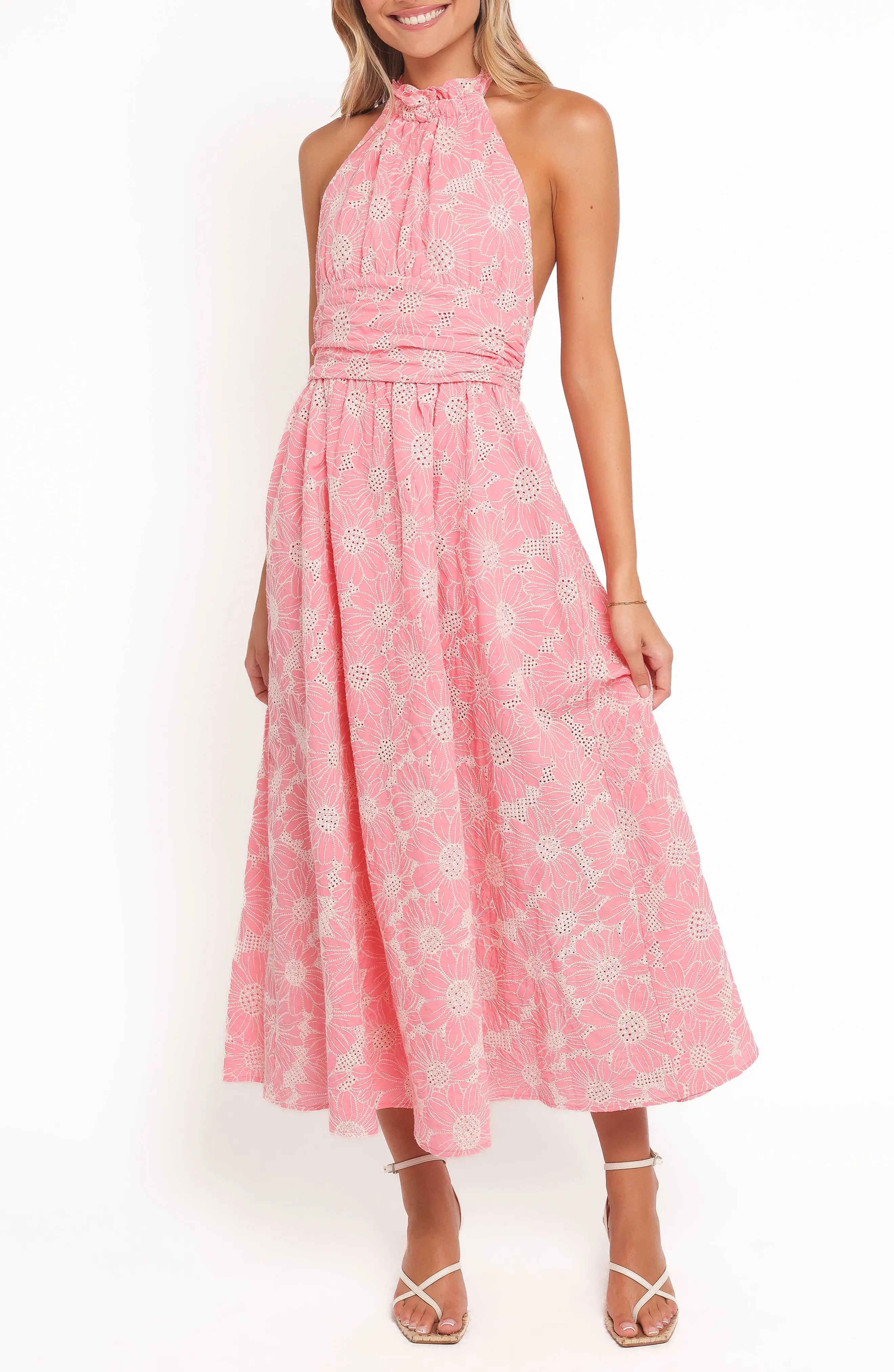 Petal & Pup Taila Eyelet Embroidered Halter Neck Cotton Maxi Dress (Women) | Nordstrom | Nordstrom