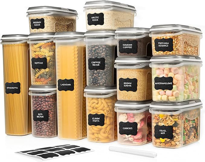 LARGE SET 28 pc Airtight Food Storage Containers Set (14 Container + 14 Lids) Pantry Containers f... | Amazon (US)
