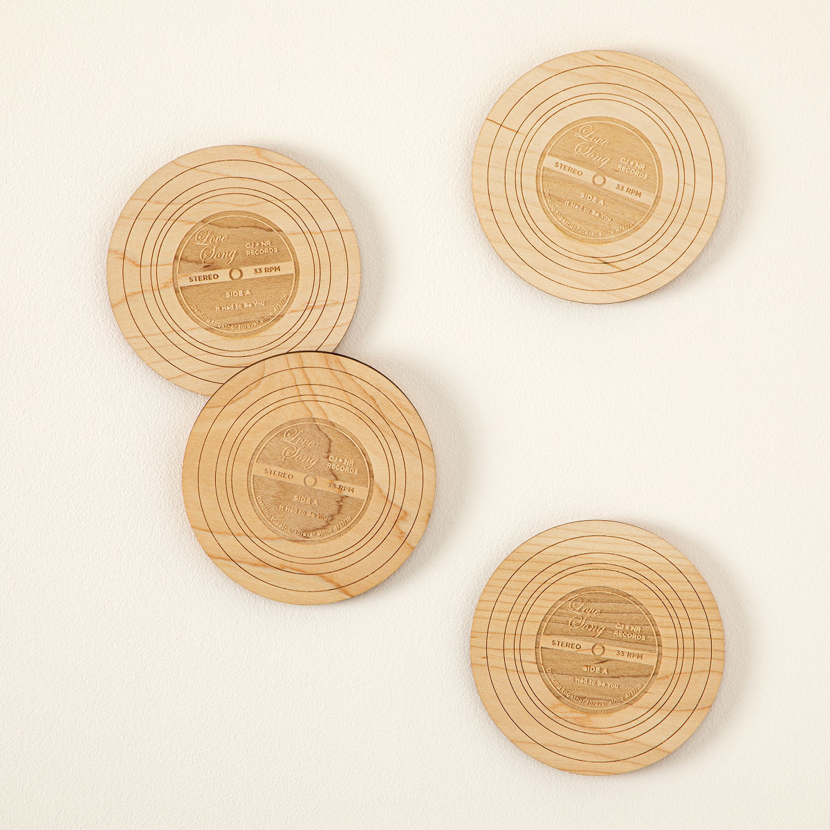 Custom Our Song Wooden Record Coasters | UncommonGoods