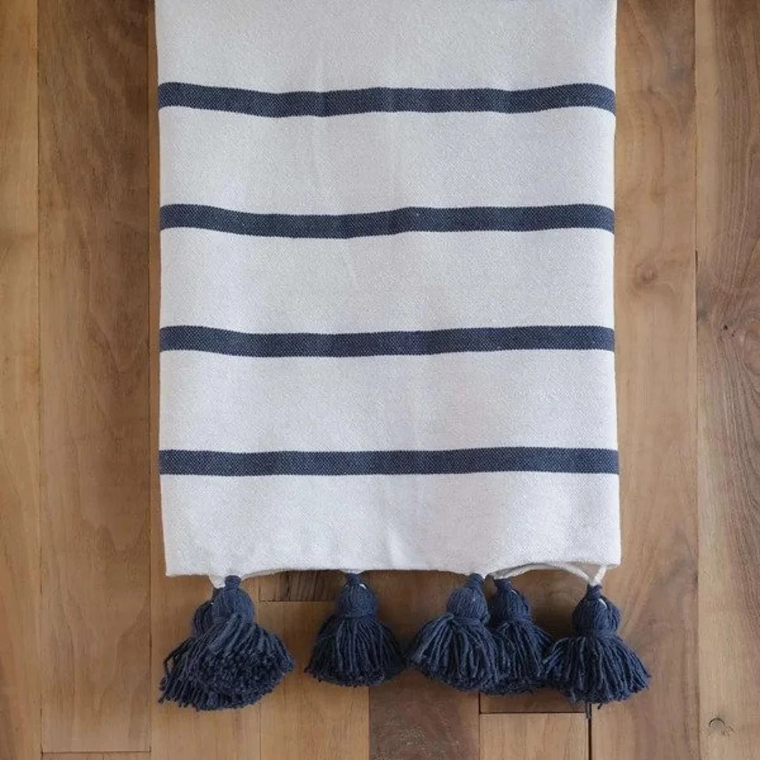 MOROCCAN BERBER BLANKET – Pom Pom Blanket – Handmade Tassel Throw – Bedroom Blanket – Coz... | Etsy (Global)