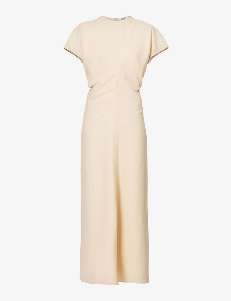 Slouch dropped-shoulders stretch-linen blend midi dress | Selfridges