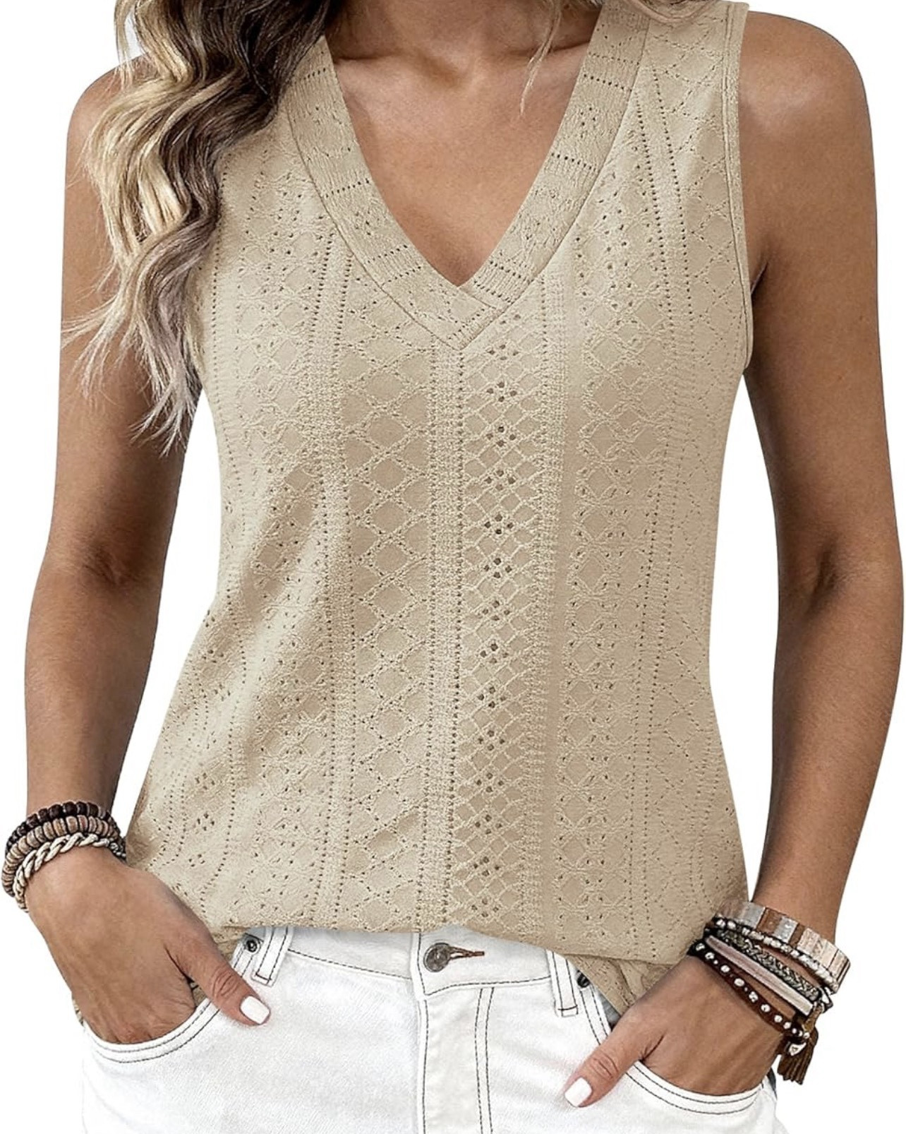 Sleeveless Loose Fit Eyelet Top. Save 45% with promo code, through 4/30 while supplies last. Cute Tops For Daily Wear, Going Out, Lounging and Office.

Was $19.99
Now $11.00 with promo code 45C297RT, more color options available. Apply code at checkout. 

#LTKSaleAlert #LTKootd #LTKWorkwear