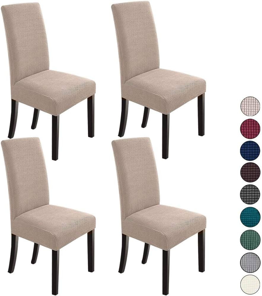 NORTHERN BROTHERS Dining Chair Covers Seat Parson Chair Slipcover for Dining Room Set of 4, Khaki | Amazon (US)