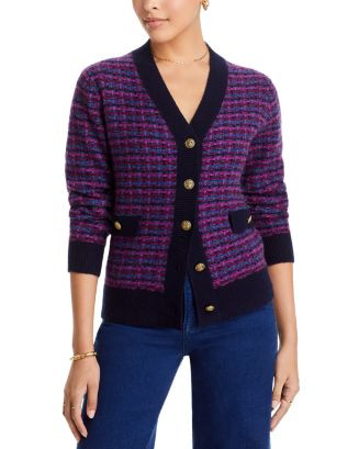 Tweed Contrast Trim Cashmere Cardigan - 100% Exclusive | Bloomingdale's (US)