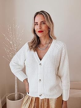 PRETTYGARDEN Women's Chunky Knit Open Front Sweater Long Sleeve Button Loose Short Cardigan Outerwea | Amazon (US)