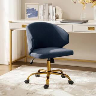 JAYDEN CREATION Vicenta Navy Modern Mid-height Polyster Backrest Office Chair with Metal Legs ZOF... | The Home Depot