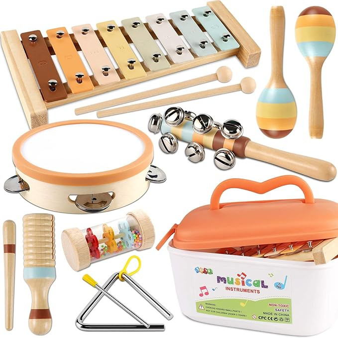 LOOIKOOS Baby Musical Instruments for Kids Montessori Music Toys for Toddlers 1-3,Neutral Colors ... | Amazon (US)