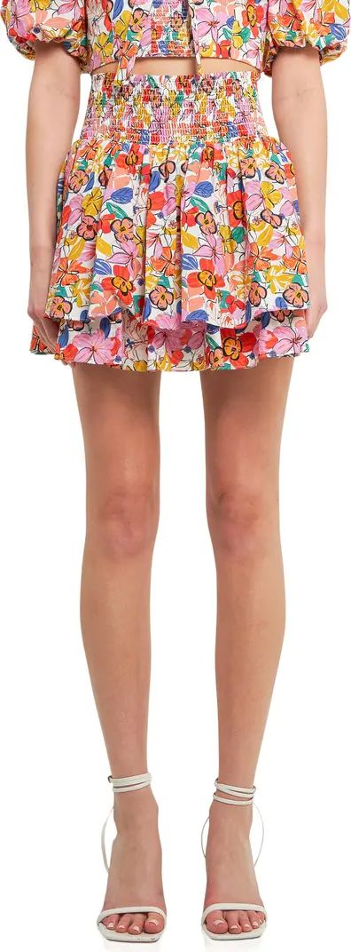 Floral Smocked Cotton Miniskirt | Nordstrom