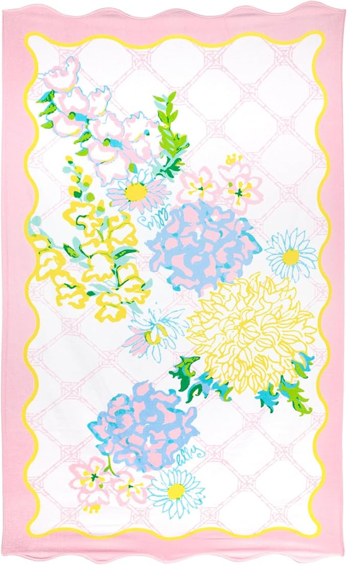 Lilly Pulitzer Scalloped Oversized Pool and Beach Towel, 40" x 72", Large Cotton Towel for Adults... | Amazon (US)