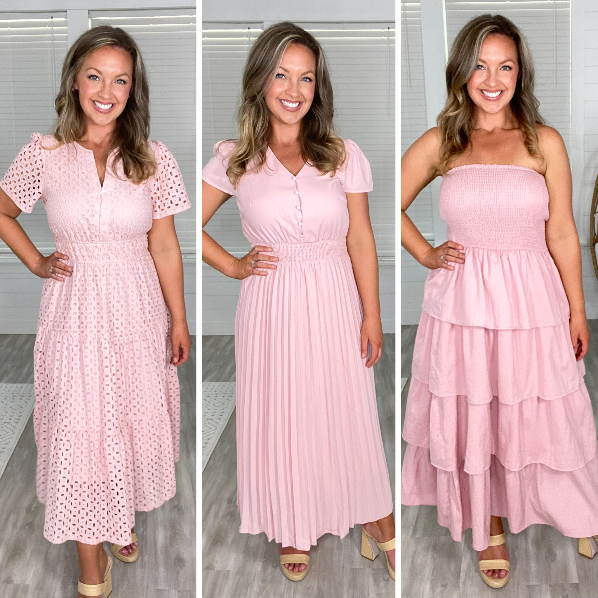 🌸 3 Gorgeous Pink Amazon Dresses for Spring under $60🌸

If you love feminine, classic styles — these pale pink dresses from Amazon are perfect for spring, Easter, weddings, or any Spring special occasion! 💕 Each dress has its own unique charm:

👗 Dress 1: Soft pink eyelet maxi — feminine and classic, perfect for Easter Sunday!
👗 Dress 2: Mauve pink pleated dress with chic button details — timeless & polished for any event.
👗 Dress 3: Dusty rose strapless tiered maxi dress— romantic ruffles and super girly! Perfect for brunch or garden party!

I’m 5’5”, size 8, 34 DD wearing a Medium in each dress and they all fit like a dream! 
🌷✨ Which one is your fave — 1️⃣, 2️⃣, or 3️⃣? Let me know! 💕

👉 Tap to shop and add one (or all three 😉) of these stunning dresses to your spring wardrobe! 🌸👗

#AmazonFashion #SpringStyle #EasterOutfit #SpringWardrobe #AmazonFinds #AffordableFashion #MidsizeStyle #LTKSpring #LTKEaster #ChicAndFeminine #ClassicStyle #SpringWeddingGuestDress #EffortlessStyle #EasterDressIdeas #AmazonSpringFashion #FeminineStyle #SpringDresses #MidsizeFashion #AffordableStyle #EasterSundayLook #DressUpForSpring #AmazonFavorites #ClosetStaples #TimelessStyle #PreppyFashion #PrettyInPink #SpringFashionInspo #WeddingGuestStyle #BudgetFriendlyFashion #PinkDresses #EasterSundayStyle 

 

#LTKFindsUnder50 #LTKMidsize #LTKSeasonal
